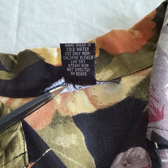 Gaudy Couture Womens Fall Autumn Floral  Sequin Denim Jacket Cotton Size Med - Picture 4 of 11